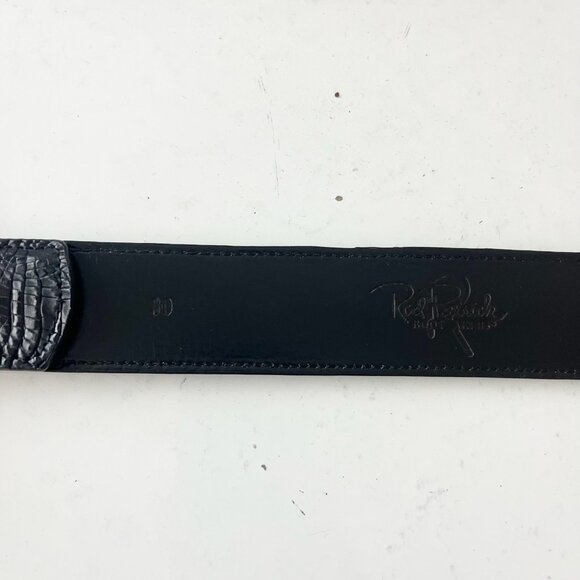 Rod Patrick Boots Mens Western Belt 1.5" Straight End Sz 44 Black Caiman Leather - Picture 9 of 10